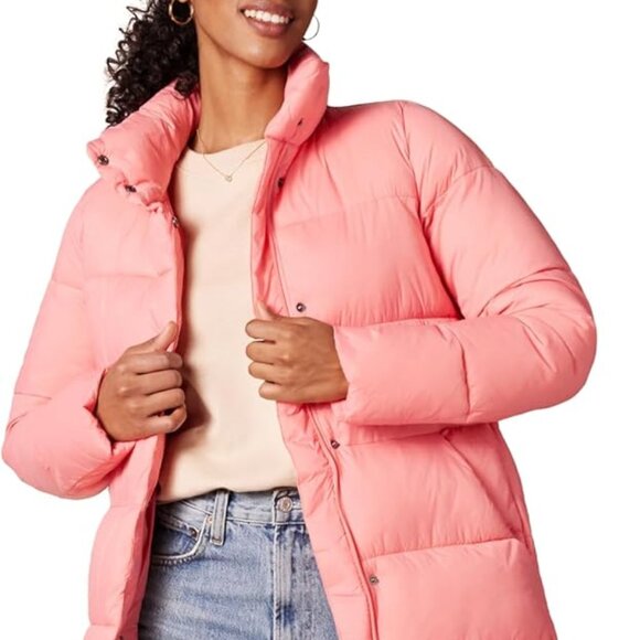 Amazon Essentials Lightweight Peach Long Puffer Coat Size Large NWT - Picture 6 of 7